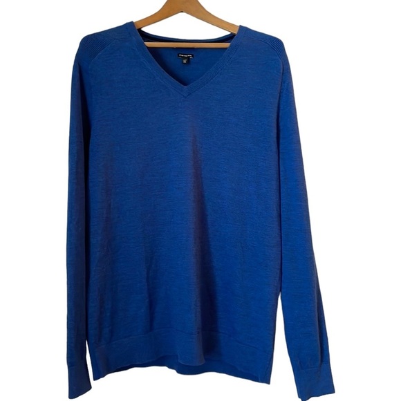 Express Men Wool Blend Sweater SZ XXL V-Neck Blue Soft and Stretchy - Picture 1 of 15